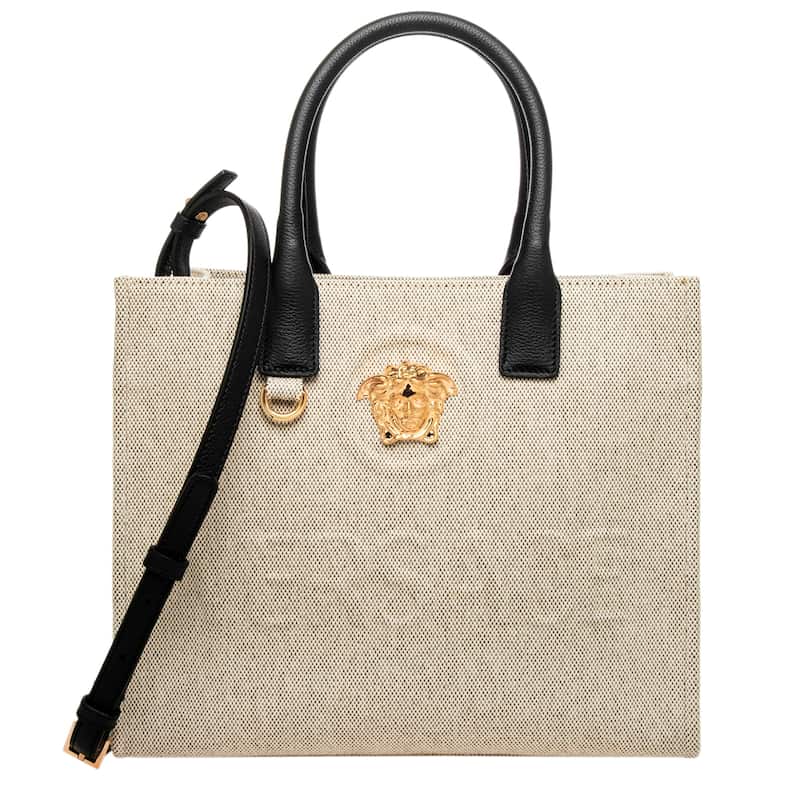 Versace La Medusa Small Canvas Tote - Beige