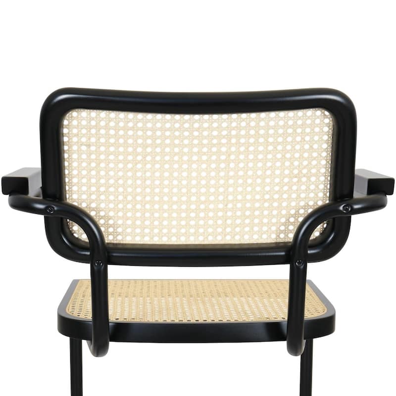 Breuer Chair Company Marcel Breuer Cesca Cane Cantilever Armchair Arm Chair w/ Black Steel Frame (Various Wood & Cane Colors)