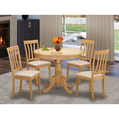 East West Furniture 5 Pc Dining Set - Kitchen Table and 4 Chairs - Oak Finish (Seat's Type Options)