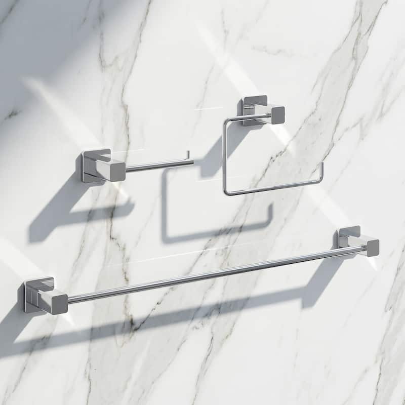 VIGO Meridian 3-Piece Bathroom Hardware Accessory Set with 24 in. Towel Bar, Toilet Paper Holder, Hand Towel Holder