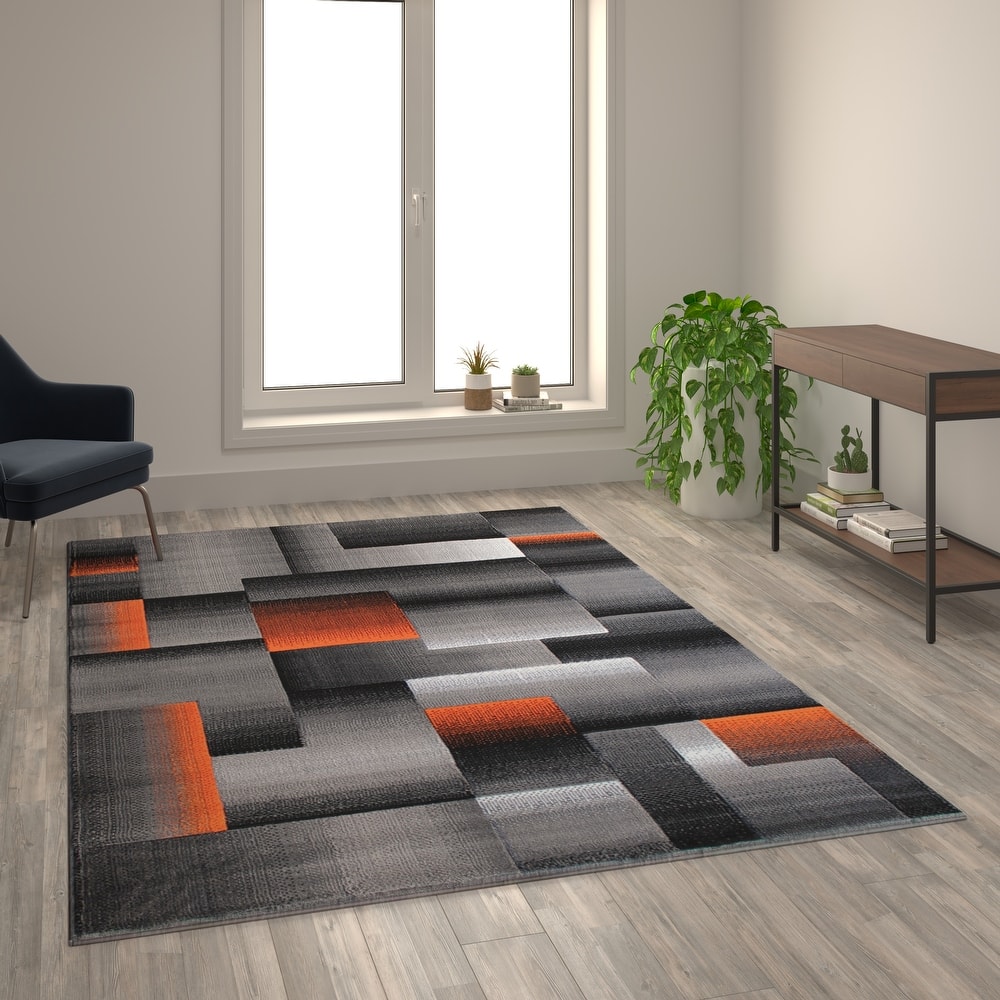 Modern Geometric Style Color Blocked Indoor Area Rug