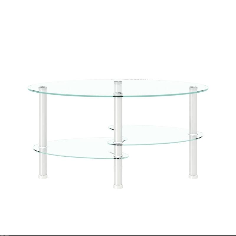 Modern 3-Tier Oval Glass Coffee Table