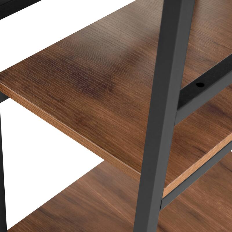 Versatile L-Shaped Computer Desk with Adjustable Shelves, Accessory Holder, and Scratch-Resistant Steel Frame