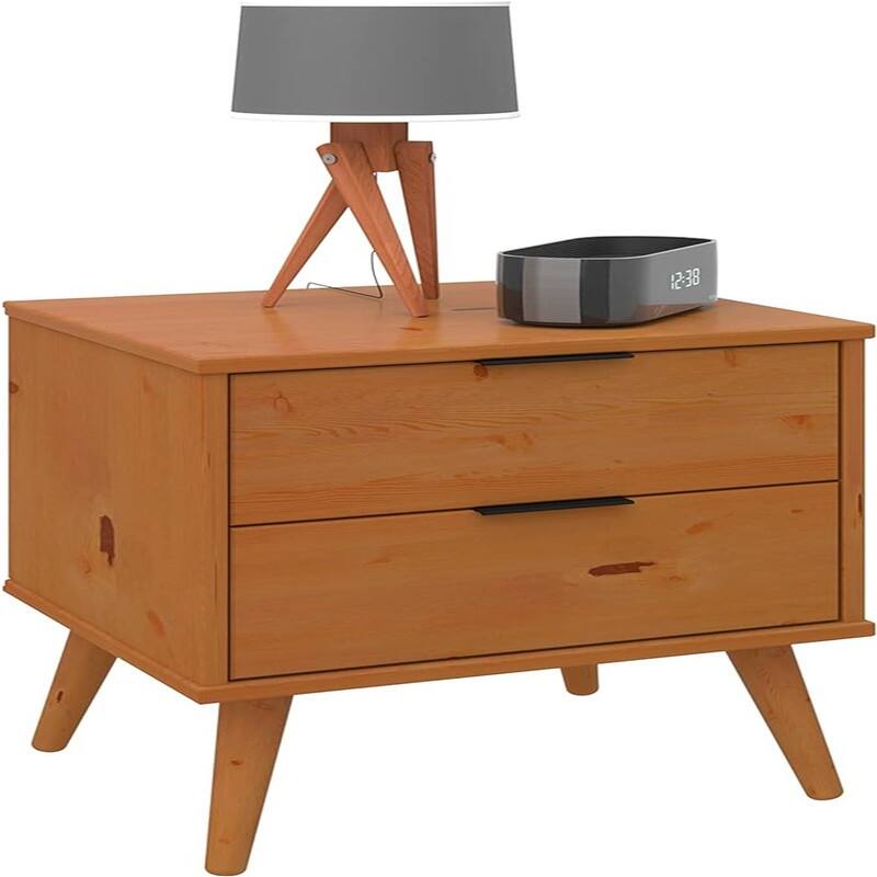 Solid Wood Nightstand with Drawers