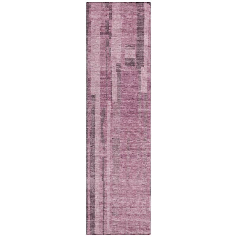 Machine Washable Indoor/ Outdoor Modern Stripes Chantille Rug