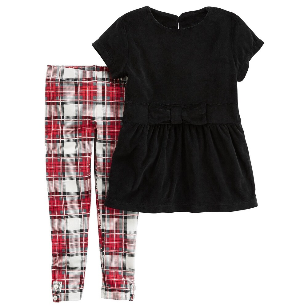 Shop Carter S Baby Girls 2 Piece Velour Top Plaid Legging Set