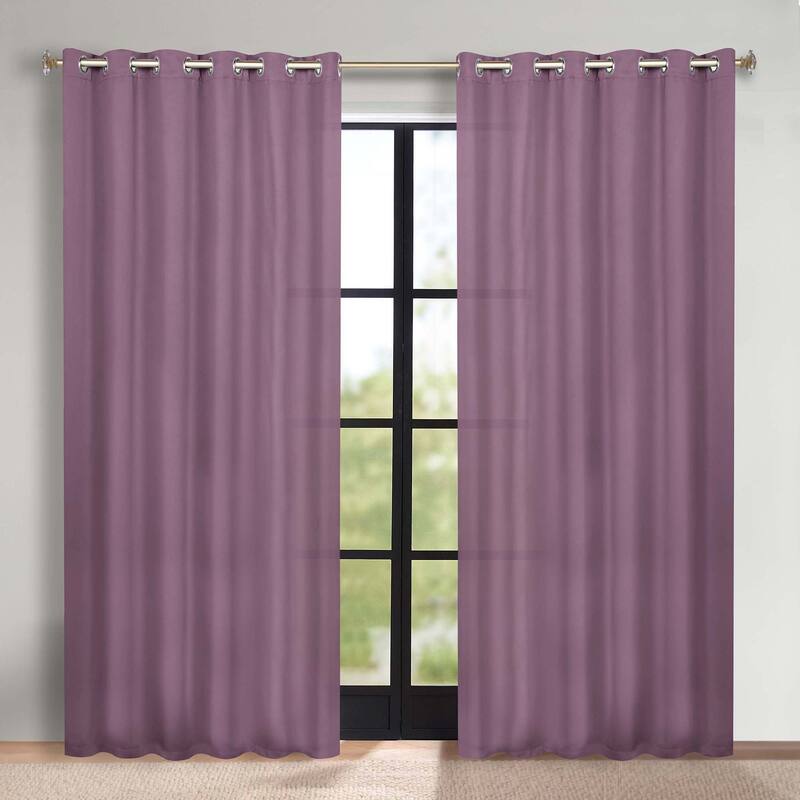 Superior Solid Machine Washable Room Darkening Grommet Blackout Curtains, Set of 2