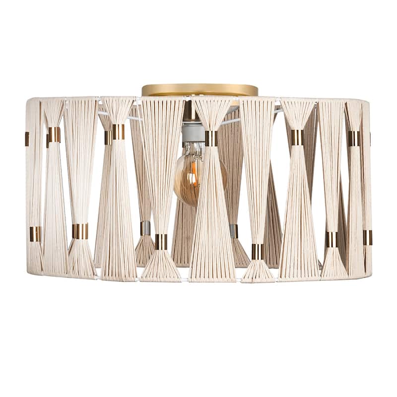 EGLO Macclenny 1-Light Ceiling Light - Brushed Brass Accents - Brushed Brass, Beige
