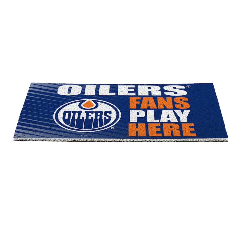 28 in. x 16 in. Edmonton Oilers "Fans Play Here" PVC Door Mat
