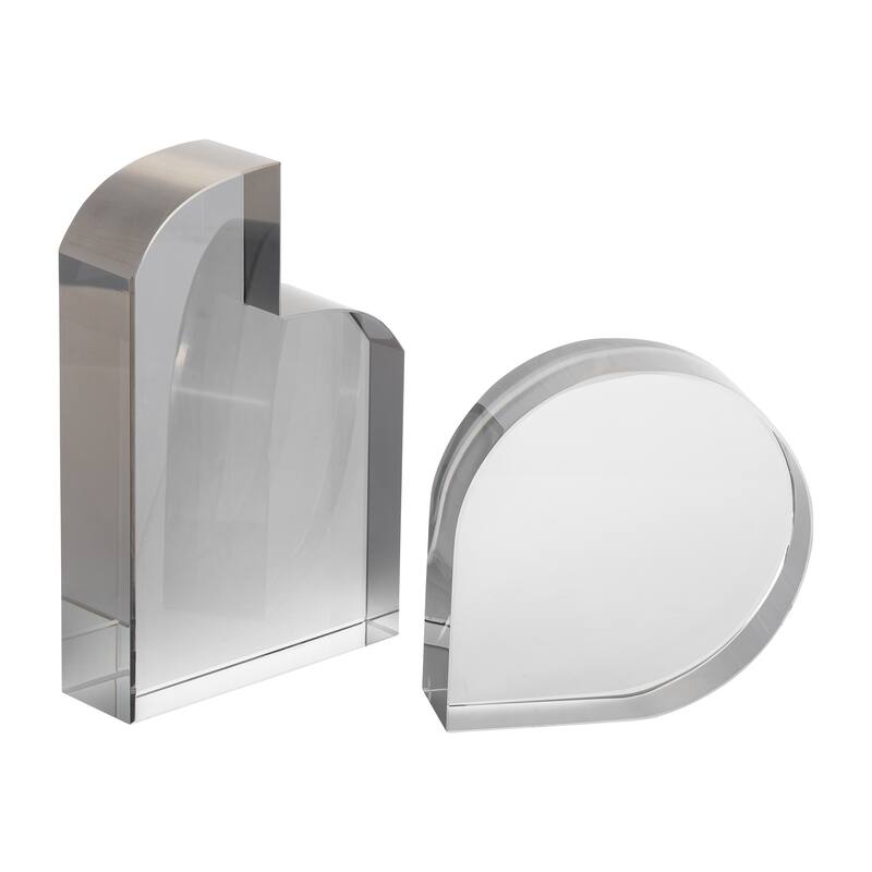 Sagebrook Home Glass, Set Of 2 6" Contemporary Bookends, Smoke, Novelty, 6"H, Solid Color - 6.0" x 2.0" x 6.0"