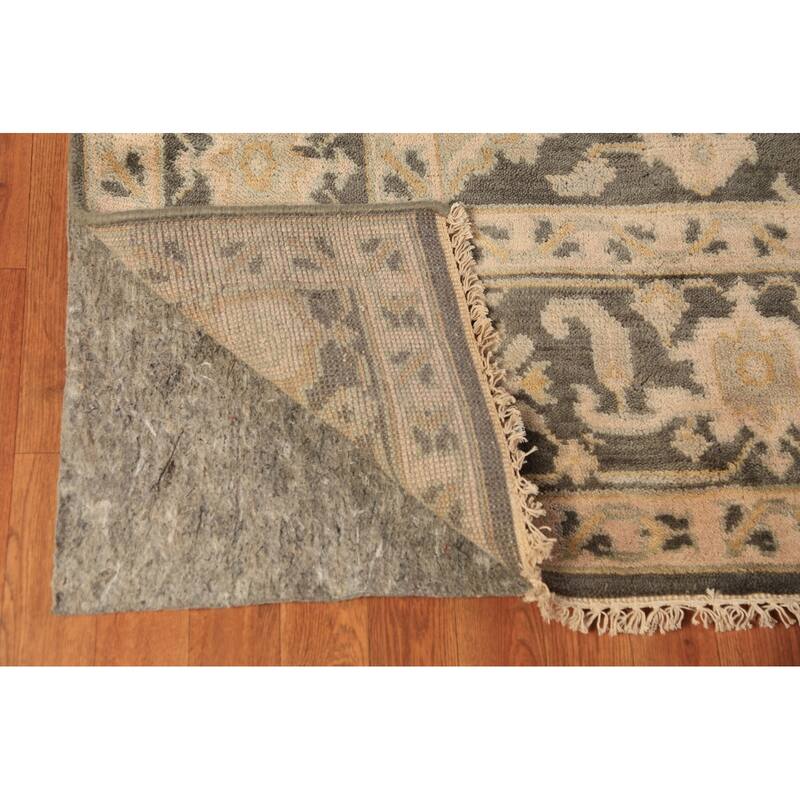 Grey Floral Oushak Indian Area Rug Handmade Wool Carpet - 8'1"x 10'0"