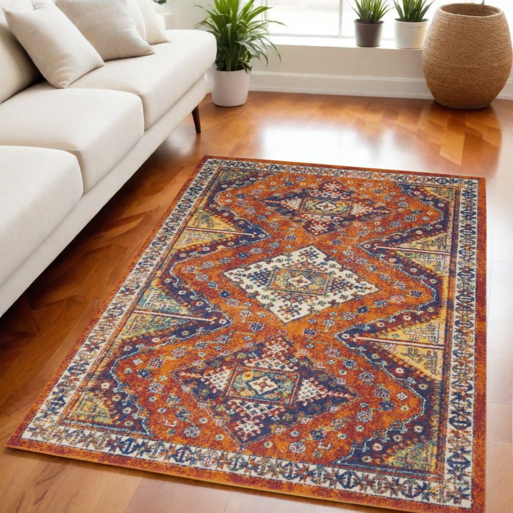 Juboc Power Loomed Geometric Modern Low Pile Area Rug By HomeRoots - 87' X '63' X '0.25