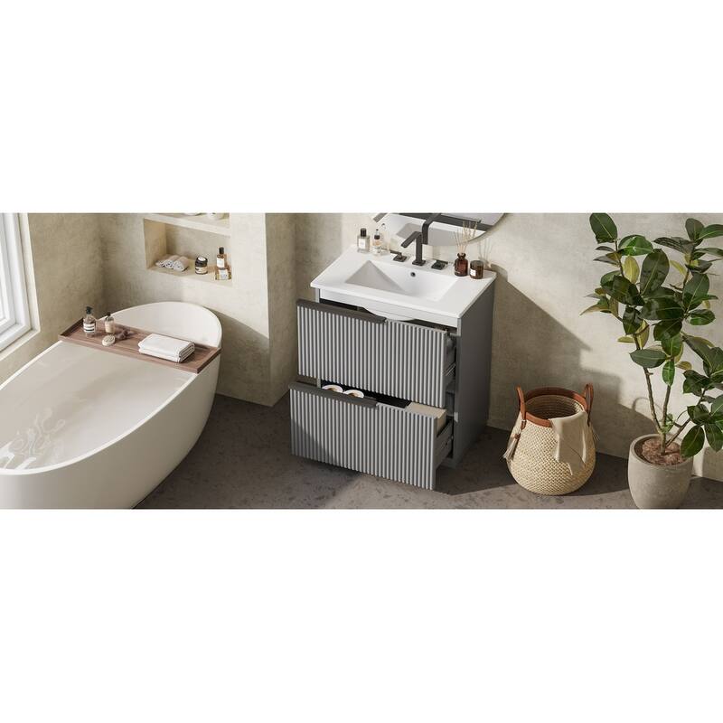 Christopher Knight Home - Quintillian 30" Bathroom Vanity with Ceramic Sink and Drawers