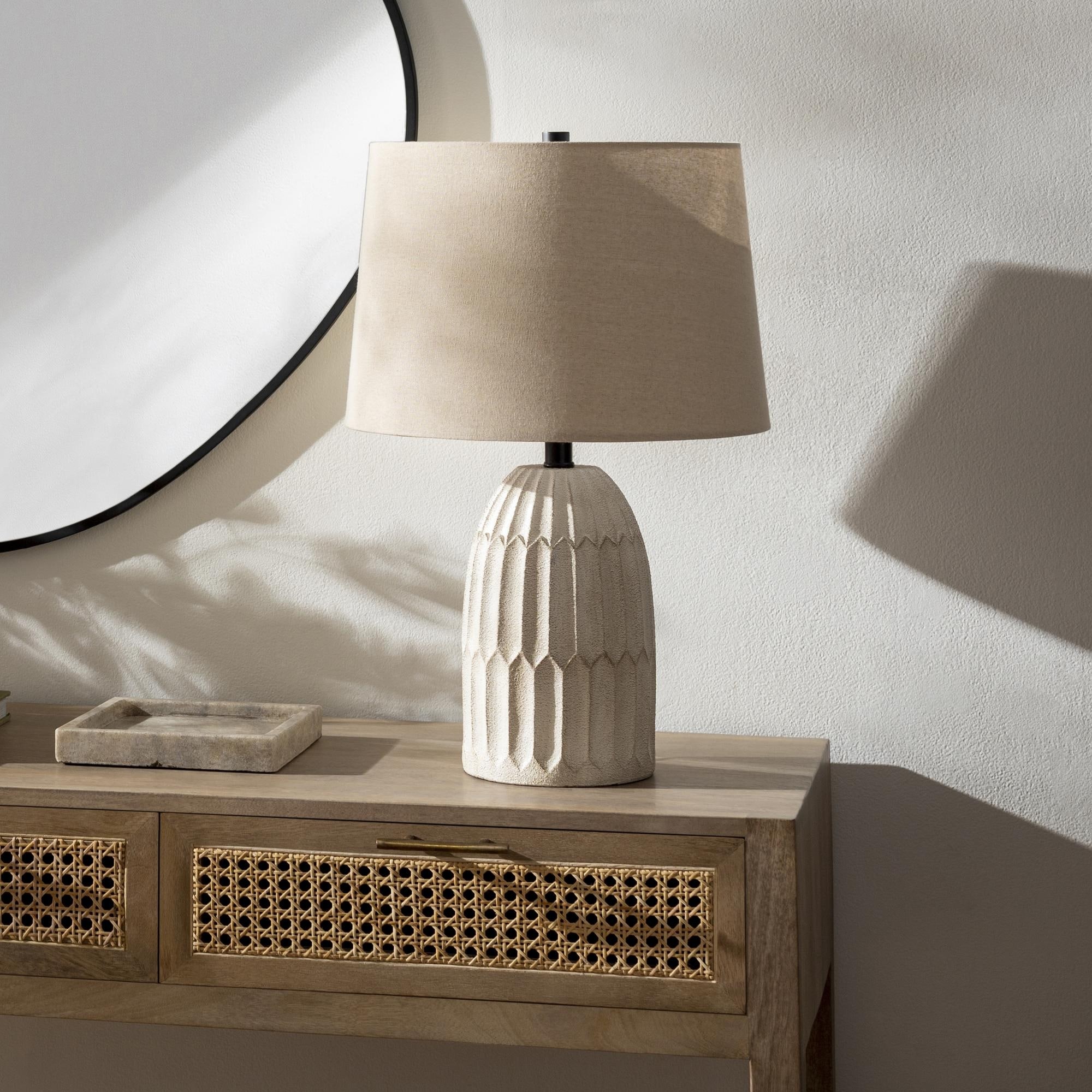 Levenhall Faceted White Resin Tall Table Lamp - 23"H x 15"W x 15"D