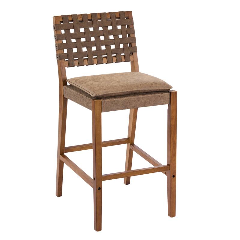 Christopher Knight Home - Rieti Industrial-Inspired Barstool Set with Crossback PU Upholstery and Wooden Frame