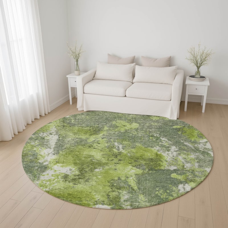 Premium Washable Super Soft Abstract Mayfield Rug - Aloe - 8' x 8'