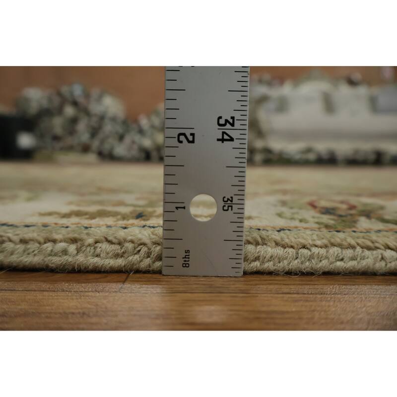 Hand Knotted Oriental 100% Wool Carpet Traditional All-Over Green Ziegler Runner Rug - 15' 8'' X 2' 6''