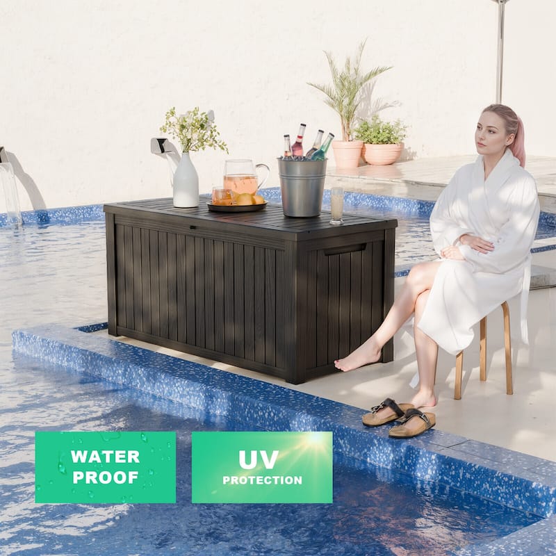 Momei 180 Gallons Large Resin Water Resistant Patio Storage Box