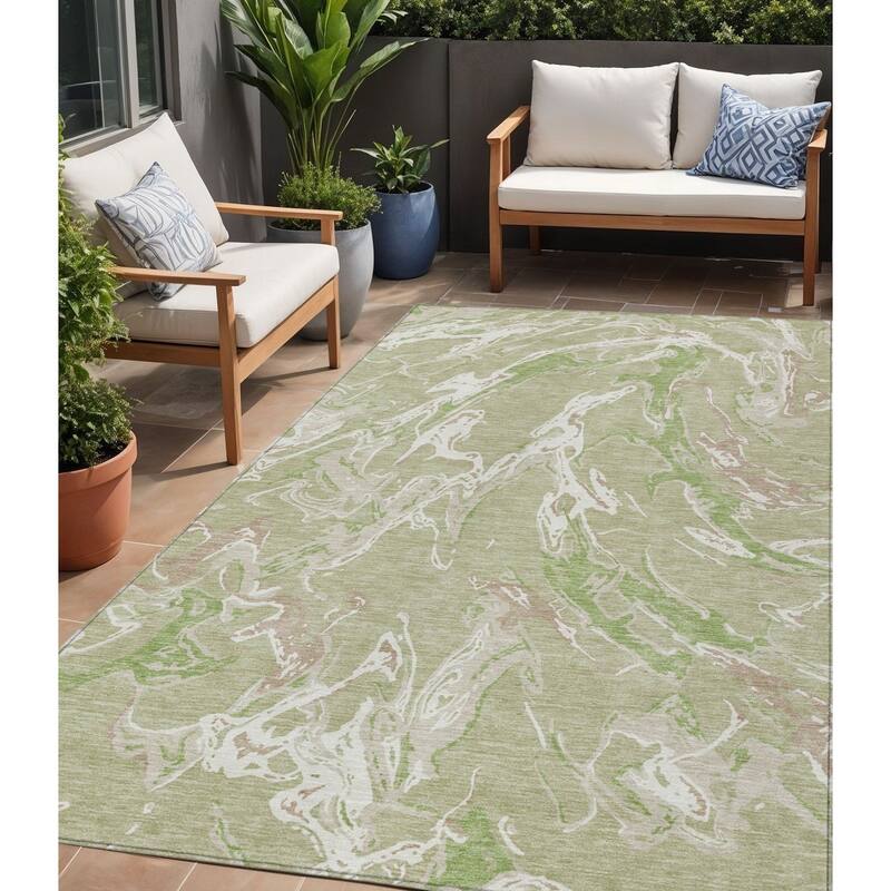 HomeRoots Abstract Transitional Rectangle Outdoor Rug - 5' X 8'