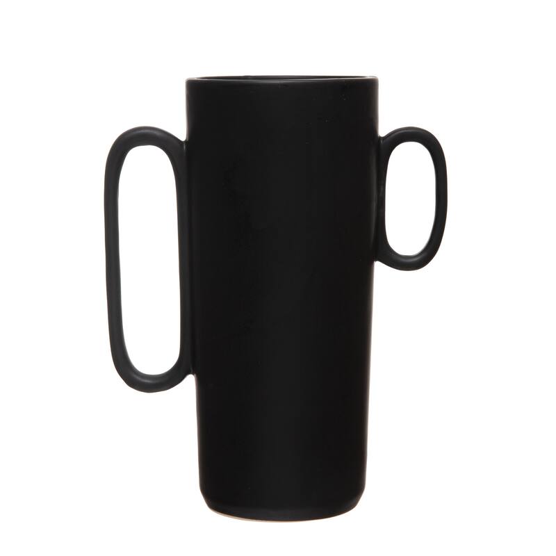 Decorative Stoneware Flower Vase with Asymmetrical Handles