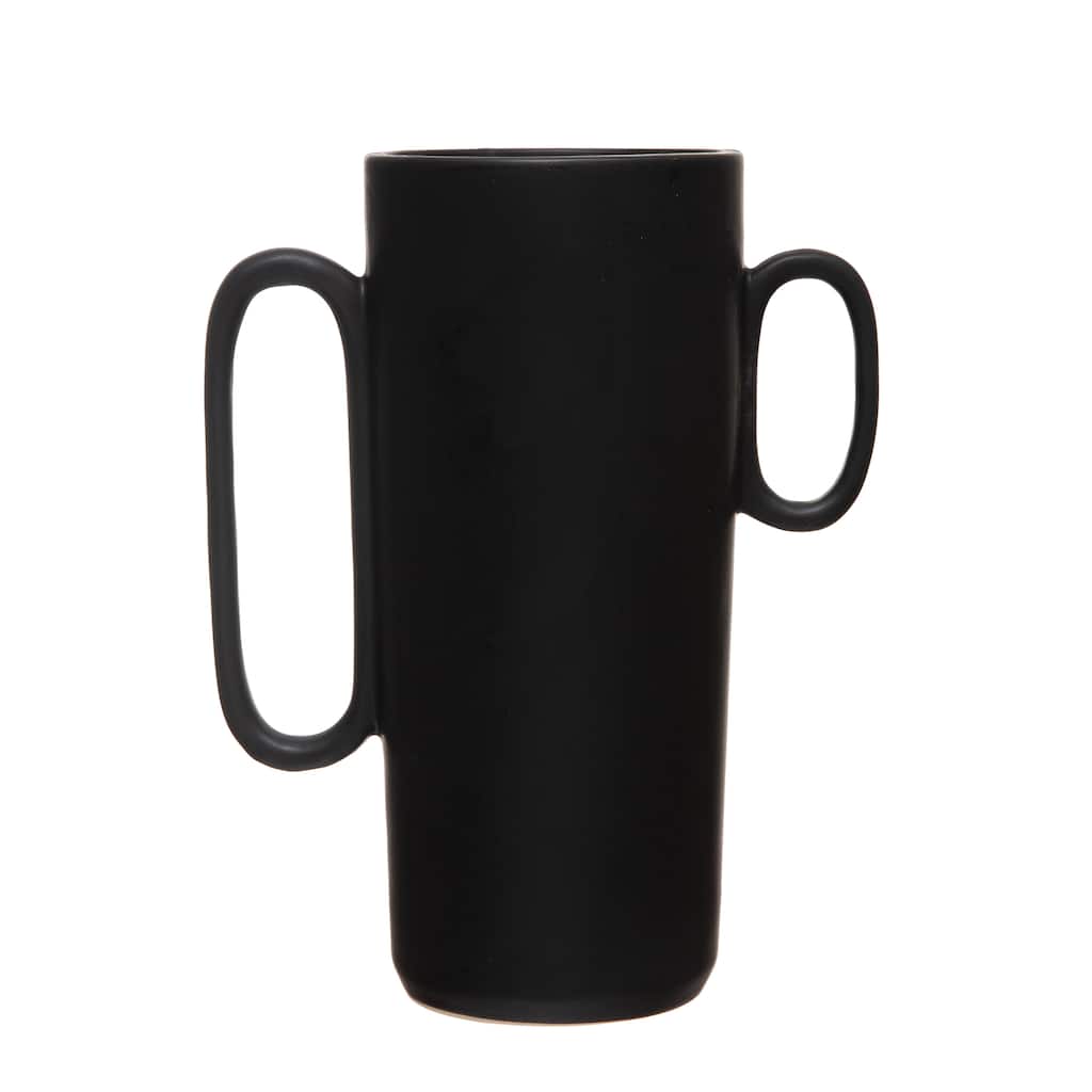 Decorative Stoneware Flower Vase with Asymmetrical Handles