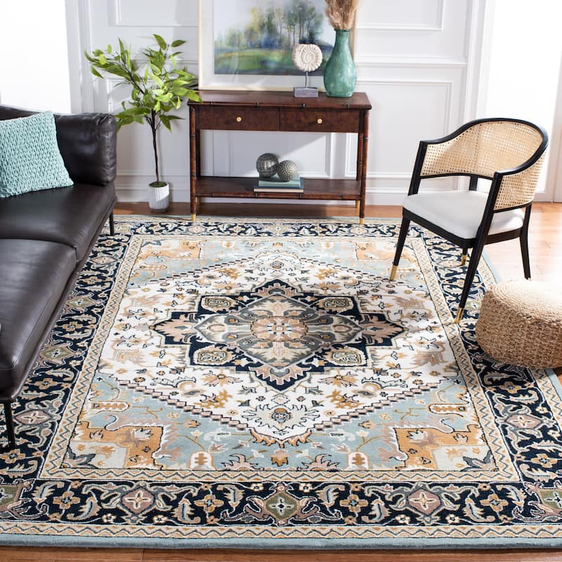 SAFAVIEH Handmade Heritage Carrol Traditional Oriental Wool Rug - 9' x 12' - Grey/Green
