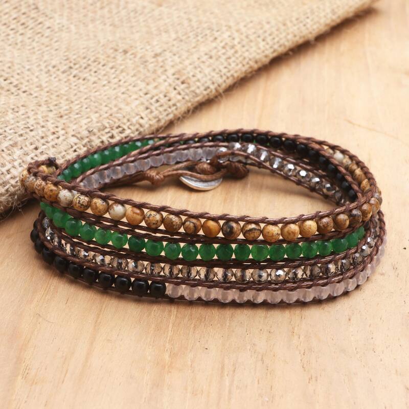 Novica Handmade Earth Song Multi-Gemstone Wrap Bracelet