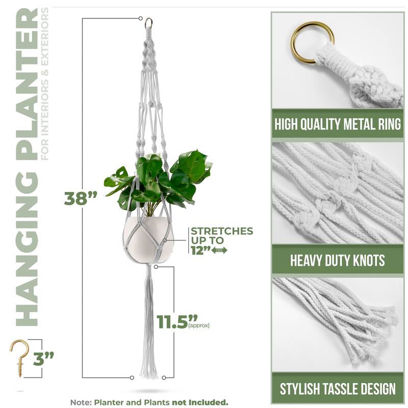 Macrame Plant Hanger (4, 6, 8 Pack) Hanging Plant Pots Cotton Rope