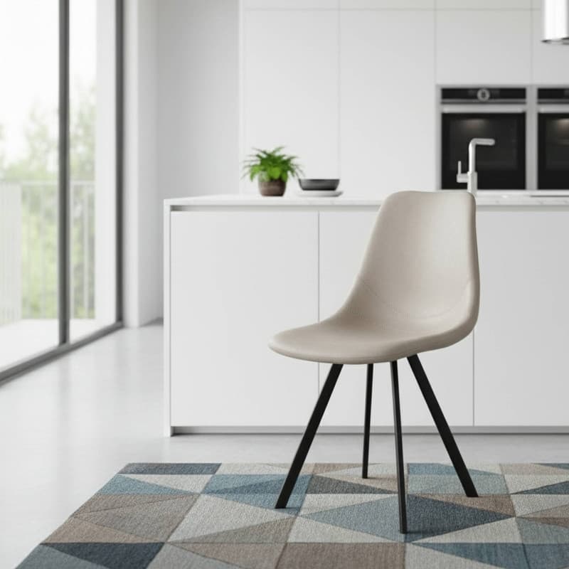 Markley Modern Ergonomic Leather Dining Chair with Black Steel Legs, Scratch-Resistant & Comfortable Kitchen Chair