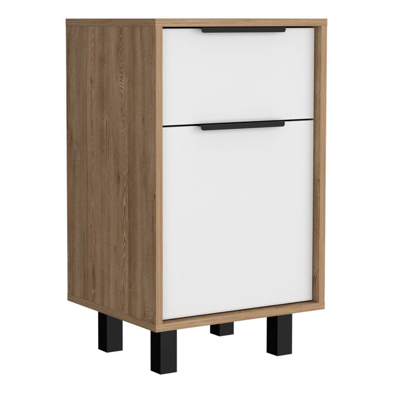 Nightstand Maryland Z, One Drawer, One Cabinet, Pine / White Finish,High quality and durable