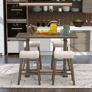 Nestfair 5-Piece Counter Height Dining Table with 4 Upholstered Stools ...