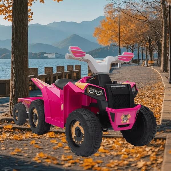 slide 2 of 75, Exhilarating 6V Electric ATV Ride On Car for Kids with Music, Trailer, Bluetooth and Power Display, Perfect Gift for Your Kids Rose