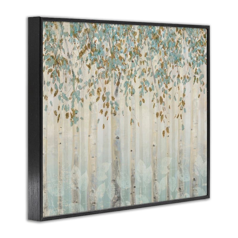 Stupell Abstract Forest Leaves Trees Blue Tan Soft Painting Framed Giclee Texturized Art by James Wiens