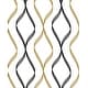 preview thumbnail 1 of 20, NextWall Ogee Ribbon Peel and Stick Wallpaper 20.5 in. W x 18 ft. L - Metallic Gold & Ebony