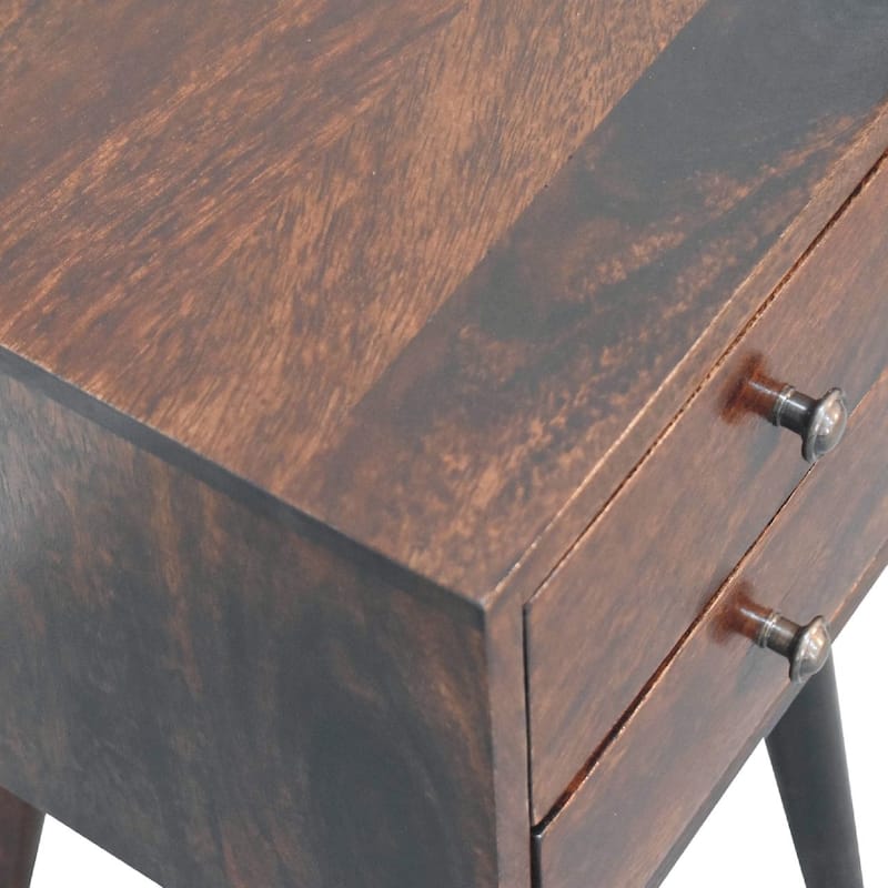 Artisan Furniture Solid Wood Mini 2 Drawer Light Walnut Nightstand