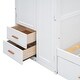 preview thumbnail 14 of 13, White Twin Size Platform Beds Bunk Bed with Trundle, Wardrobe and Desk