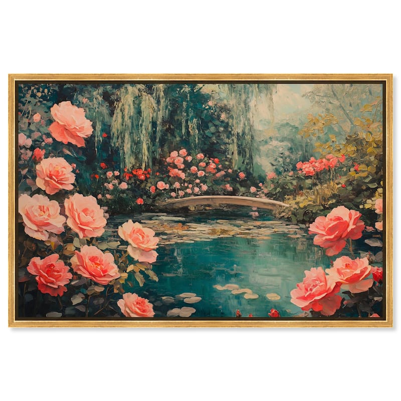 Rose Garden Bridge II Canvas by Art Remedy - Gold - 54" x 36"