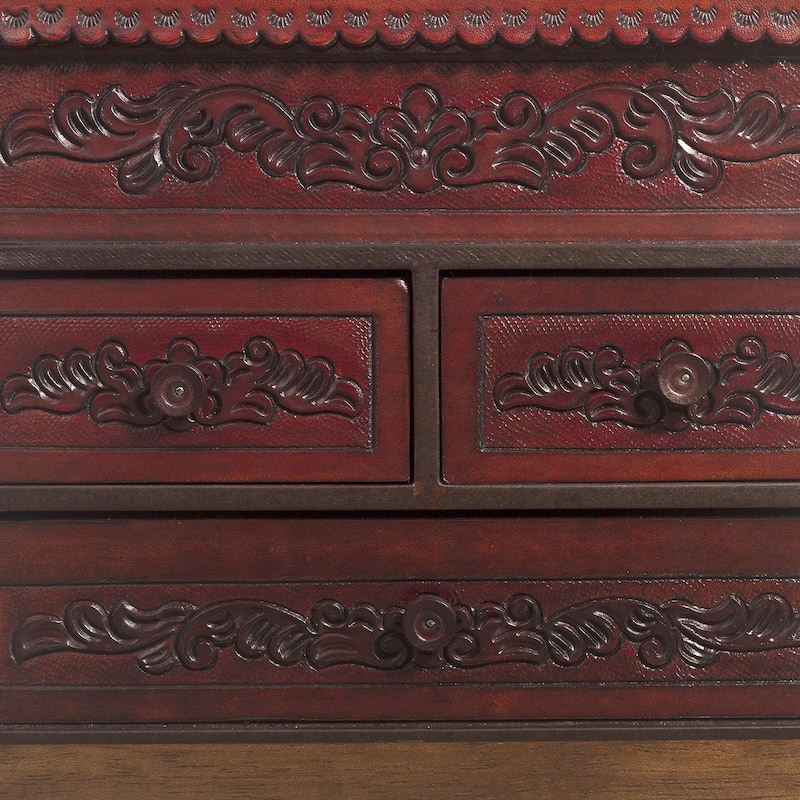 Novica Handmade Ancestral Treasure Leather And Wood Jewelry Chest