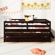 preview thumbnail 2 of 6, Espresso Solid Pine Wood Low Loft Bed Twin Size with Safety Fence