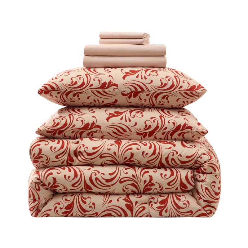 Virtu Comforter Sets Bed in a bag Biomorphic Design Sets with Sheets - Pink - Twin XL