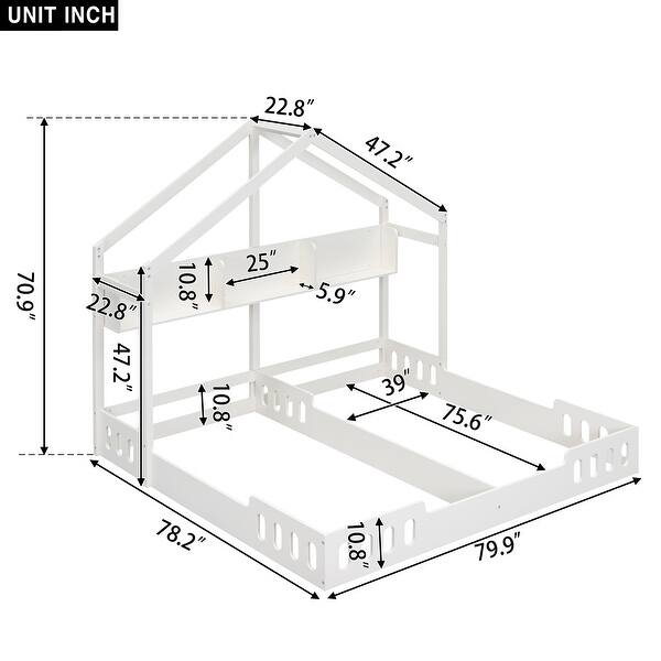 Wood Twin Size House Platform Beds with Guardrails and Storage Shelves, Creamy White Finish for Safety and Style