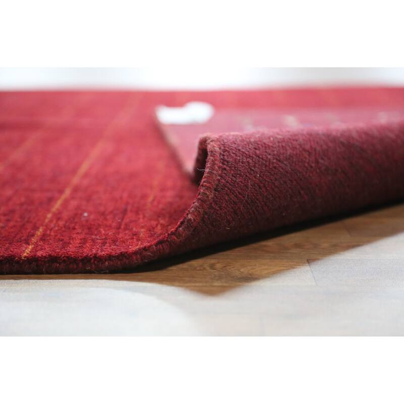 Hand Knotted Oriental 100% Wool Carpet Tribal Tribal Red Gabbeh Area Rug - 8' 0'' X 5' 2''