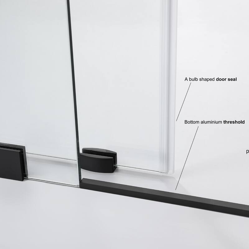 Villena 68" W x 78" H Single Sliding Shower Enclosure,Matt Black - 68 inches