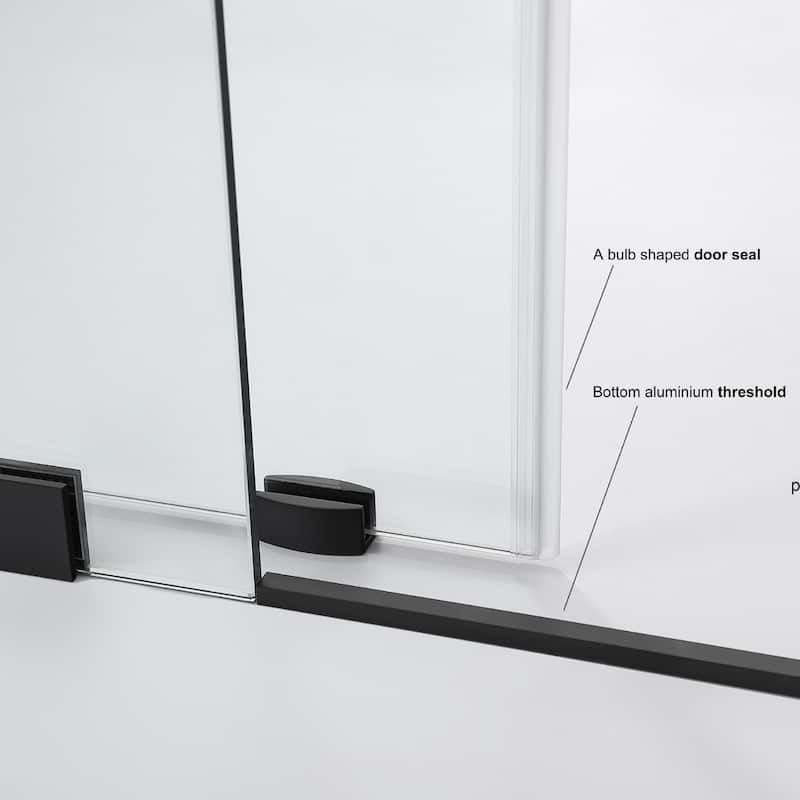 Villena 68" W x 78" H Single Sliding Shower Door,Matt Black - 68 inches