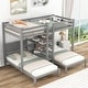 preview thumbnail 2 of 7, Twin Xl over Twin & Twin Bunk Bed, Guardrail Triple Bunk Bedroom Wood Kids' Beds