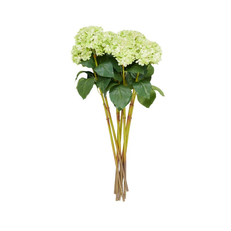 Green Faux Foliage Tall Hydrangea Artificial Flower Stem (Set of 8)