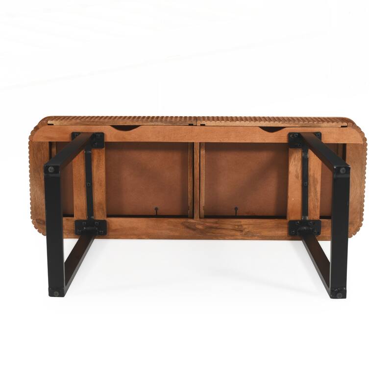 Solid Wood Entryway Table with Fluted Design