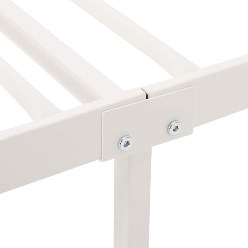 Roomfitters King Size Metal Platform Bed Frame with Headboard and Footboard, Modern Circle Design, White