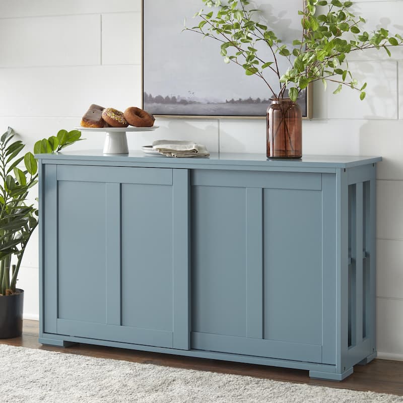 Porch & Den Jefferson Sliding Door Stackable Buffet/Sideboard - Antique Blue