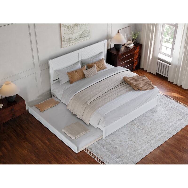 Clayton Platform Bed with Panel Footboard and Twin XL Trundle